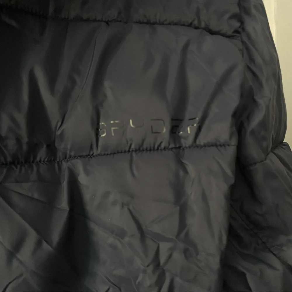 Spyder Nexus Hooded Puffer Logo Jacket in Dark Navy Size M